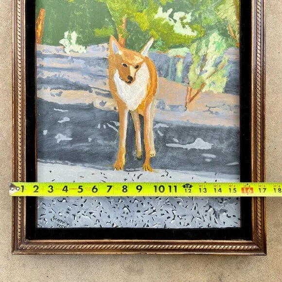 Framed Original Oil Painting on Canvas - Fox in Santa Fe New Mexico - Picture 13 of 15
